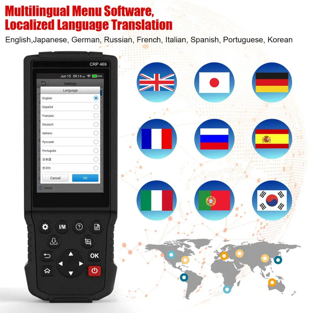 Launch X431 CRP469 Wifi OBD2 Автомобильный сканер EPB TPMS ABS ETS DPF IMMO Oil Reset OBD 2 Code Reader автомобильный
