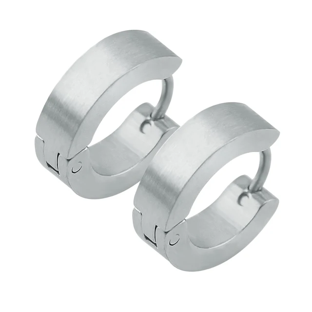 Stainless Steel Hoop Earrings for Women Men Black Rose Gold Plated Circle Round Earring Geometric Classic Cartilage Earrings EH355 Silver