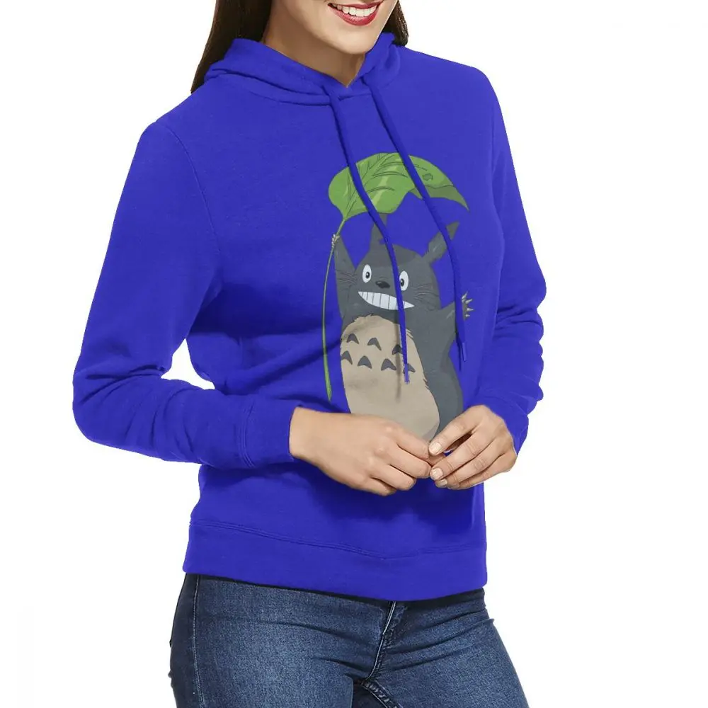 Totoro женские толстовки пуловер с длинными рукавами Повседневная хлопковая толстовка - Цвет: Синий