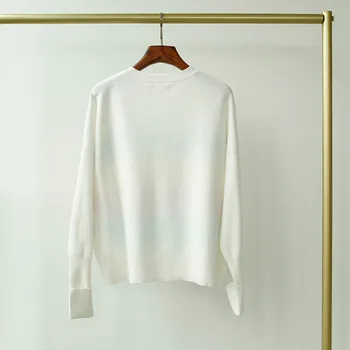 

2019 New Rainbow Letter Profile Short Knit Sweater Female Cotton Color Age-old Girl Lazy Wind Sweater