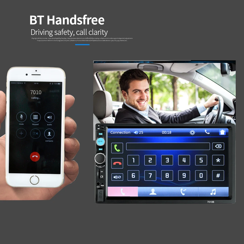 2din автомобильный радио мультимедиа стерео FM USB AUX Bluetooth Авторадио 7010B MP4 MP5 плеер