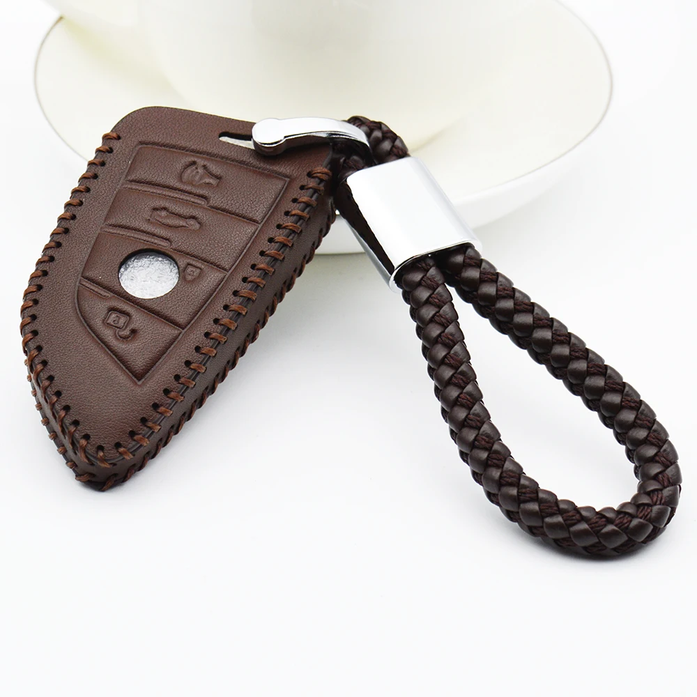 

KUKAKEY Genuine Leather Car Key Cover Case Ring For BMW X5 F15 E70 E53 X6 F16 X1 X3 1 2 5 7 Series Men Women Smart Key Bag Shell