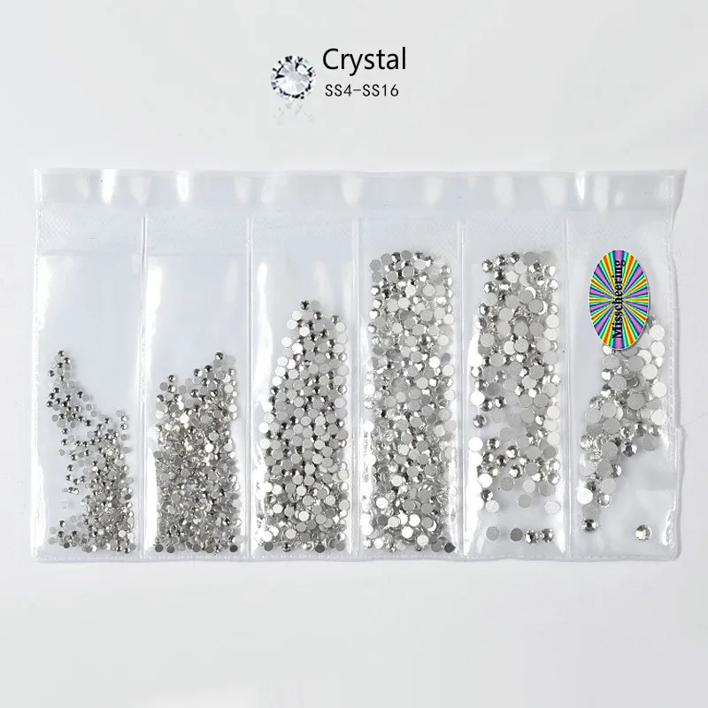NO.14 Crystal Разноцветные стеклянные стразы для ногтей, украшения для ногтей, кристаллы, амулеты, перегородки, смешанные размеры, стразы, набор, 20 цветов - Цвет: NO.14 Crystal