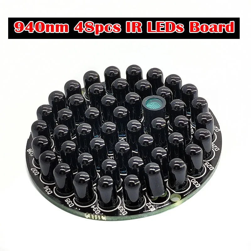 New IR Infrared LED Board 940nm 48pcs LEDs Invisible at night No exposure Light for Illuminator CCTV Accessories | Безопасность и