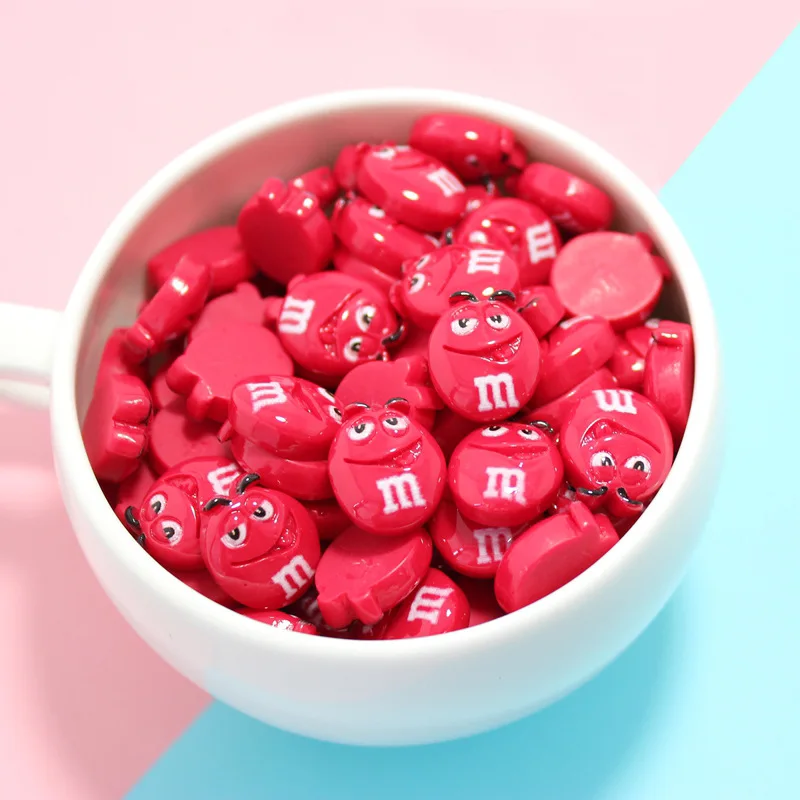 20 шт. Kawaii плоские пластмассовые M бобы моделирование еды, конфет Flatback Смола Кабошон DIY украшения для вырезок телефон деко части - Цвет: red