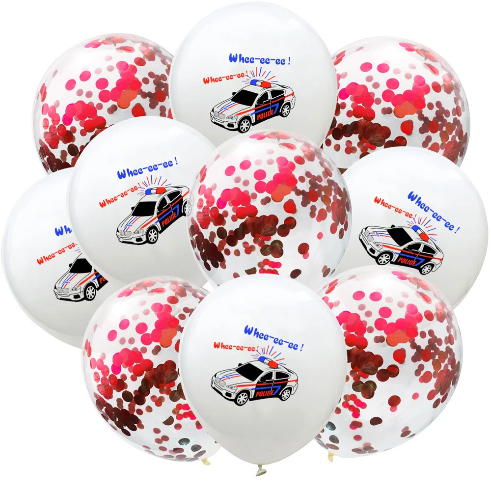 10 шт. 12 дюймов полицейская скорая помощь школьный автобус конфетти латексные шары Автомобильная тема, детский душ день рождения декоративный воздушный шар Globs