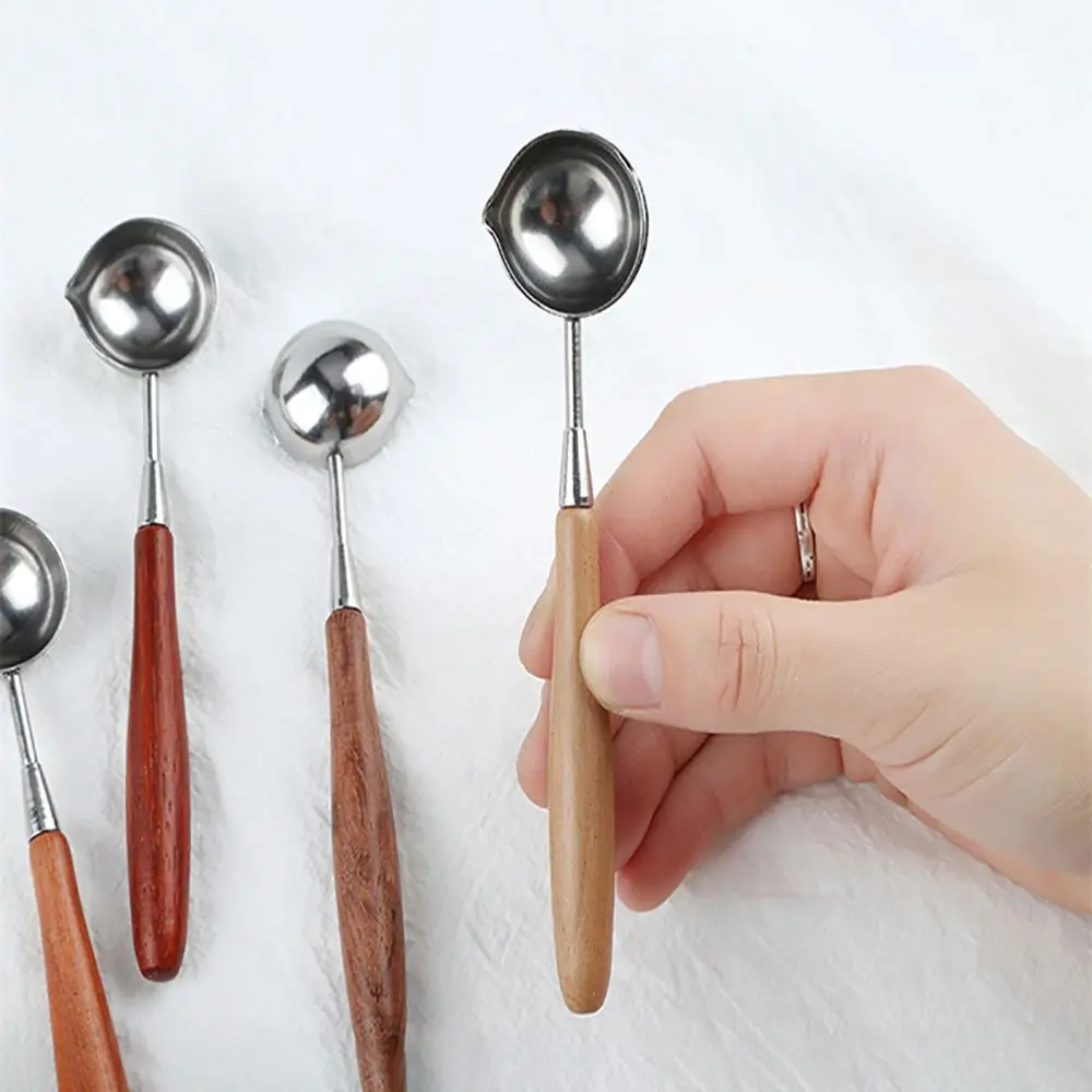 1pc Wax Seal Fusion Spoon for Letter Envelope Stamp Vintage Wood Handle Hot Wax Holder Sealing Wax for Scrapbooking DIY Craft