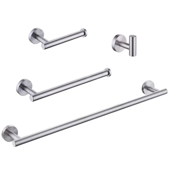 

4-Pieces Set Brushed Nickel Bathroom Hardware Set SUS304 Stainless Steel Round Wall Mounted - Includes 23.6 Inch &13.5 Inch Towe