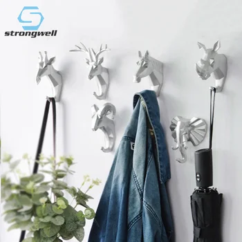 

Strongwell Nordic Animal Head Hook Key Hook Multi-Function Deer Head Punch-Free Coat Hook Bathroom Wall Hanging Decorative Hook