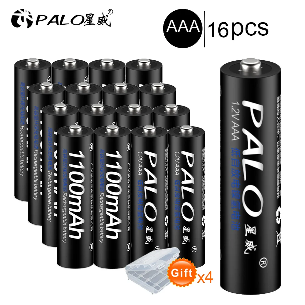 PALO 4 шт. оригинальная Ni-MH AAA аккумуляторная батарея 1,2 V 1100mAh aaa 3a аккумуляторная батарея для игрушек пульт дистанционного управления - Цвет: 16PCS