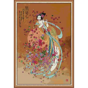 

The Goddess Chang'e Flying To The Moon 2 Chinese Cross Stitch Kits Ecological Cotton Printed 14 DIY Christmas Wedding Decoration