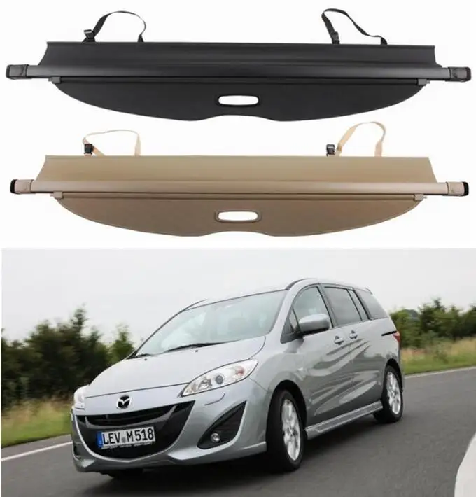 High Quality Rear Trunk Security Screen Privacy Shield Cargo Cover For Mazda 5 M5 2007-(Black Beige