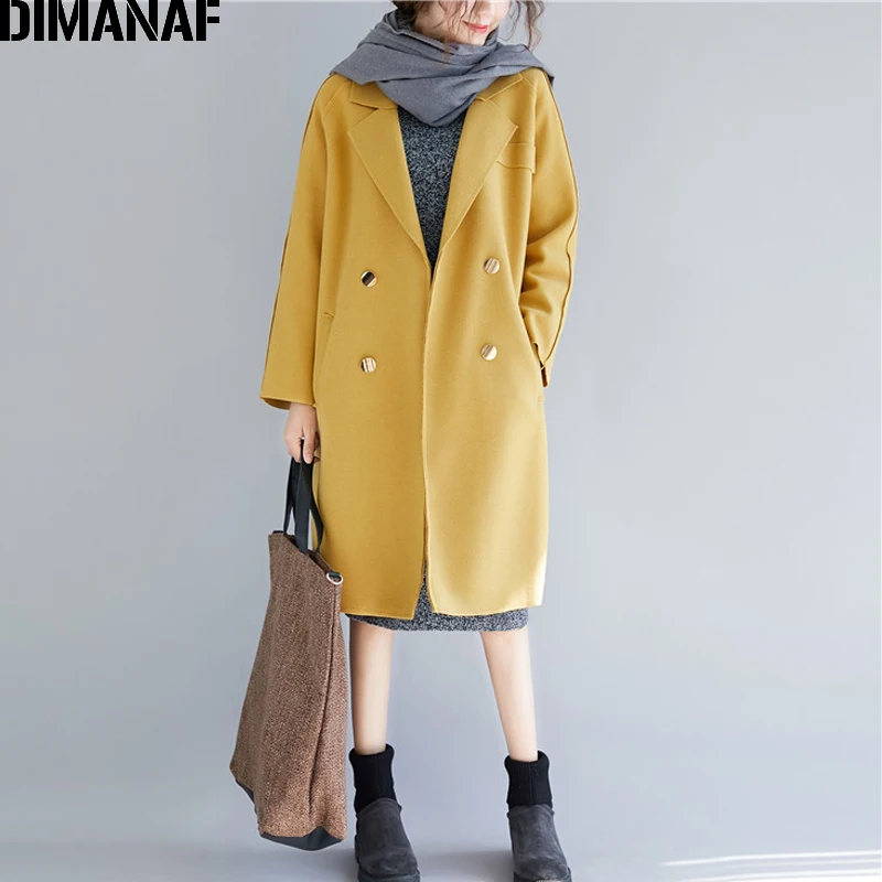  DIMANAF Plus Size Women Coats Wool & Blends Winter Long Sleeve Thicken Clothing Female Outerwear Lo