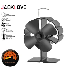 Mini Black Fireplace 4 Blade Heat Powered Stove Fan Log Wood Burner Environmentally Silent Fan Home Efficient Heat Distribution