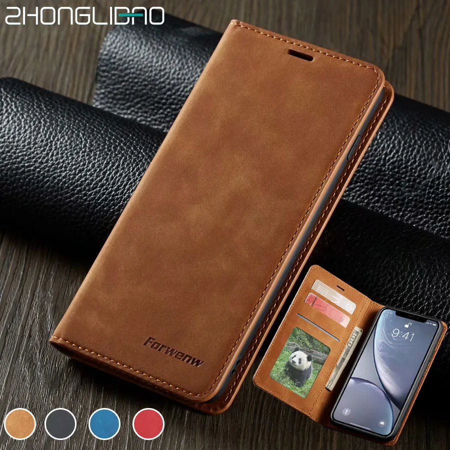 

Leather Flip Card Case for IPhone 11 Pro Xs Max X Xr 7 8 6 6S Plus Magnetic Wallet Cover for iPhone 5 se 5s Stand 360 Full Case
