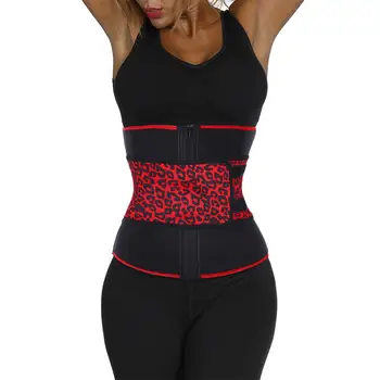 

Waist trainer bodybuilding 7 steel reinforced neoprene printed leopard belt women's short sports body shaping waistband