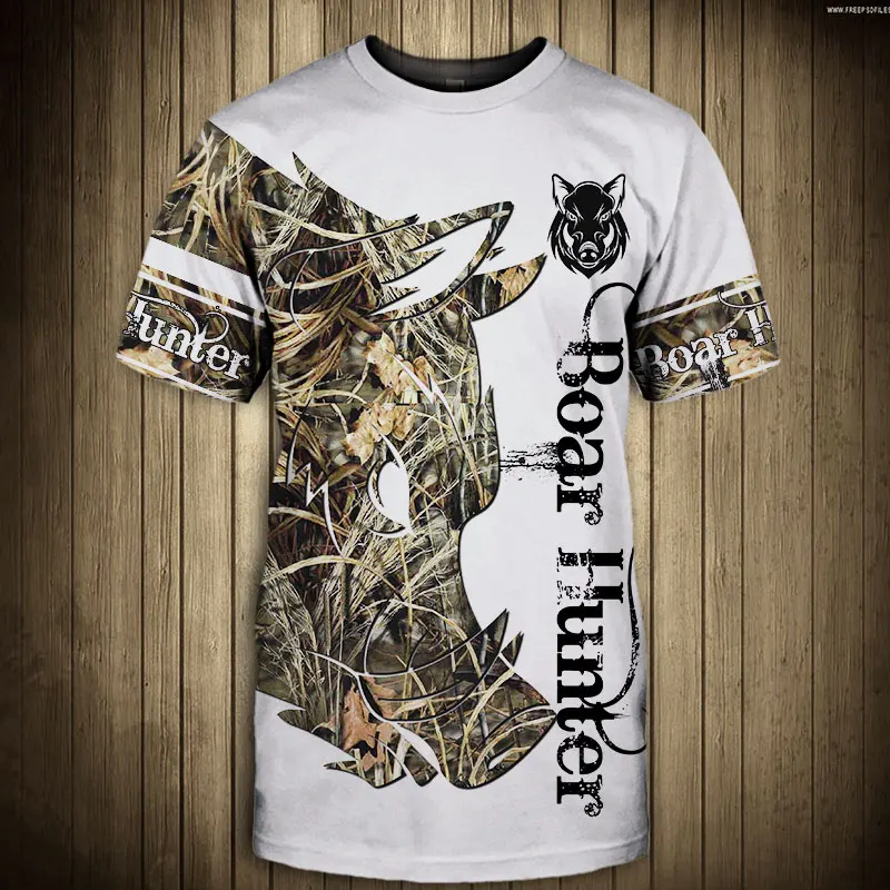 

SONSPEE 3D Print Cool Deer Boar Hunting Men's T-shirt Wildlife Hunter Tshirt Women Summer Casual Shirt Youth Fitness Streetwear