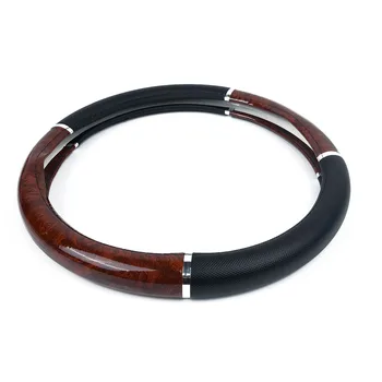 

Anti-skid Car Mahogany Soft Leather Non-slip Durable 38cm Steering Wheel Auto Deluxe Hot Cover High Quality