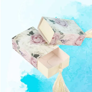 

40pcs Floral Candy Box Drawer Design Party Favor Boxes Craft Paper Box with Tassel for Pulling