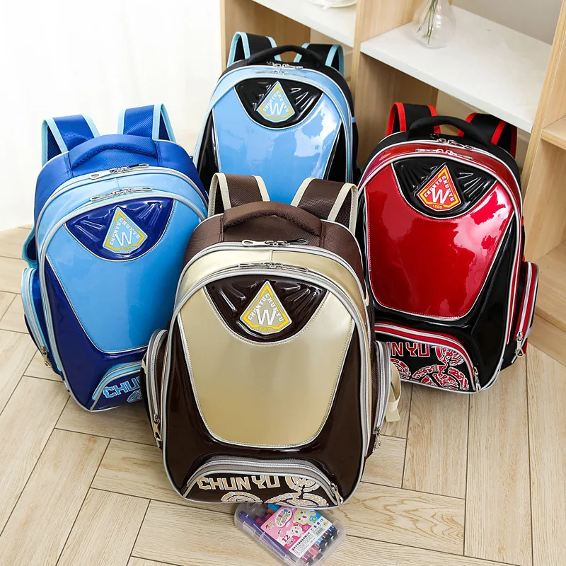 

Young STUDENT'S BOY'S Large Capacity School Bag Iron Man Eva Pressure Shell Waterproof PU Leather High Density Nylon Material