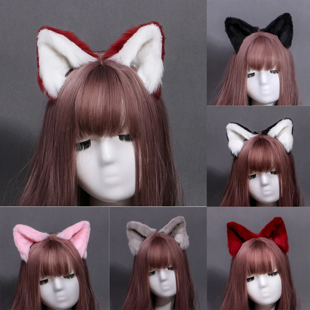 

Party Cos Simulation 8 Color Hand Made Animal Ear Cat Ear Clip Cute Plush Cosplay Ear Cat Long Fur Ears Neko lovely Costume