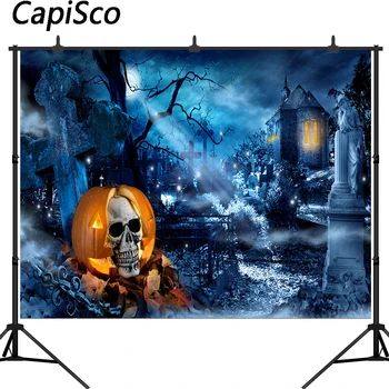 

Capisco Photography Backdrop Halloween Horror Night Haunted cemetery Pumpkin Background Kids Adults Costume Party Photo Studio