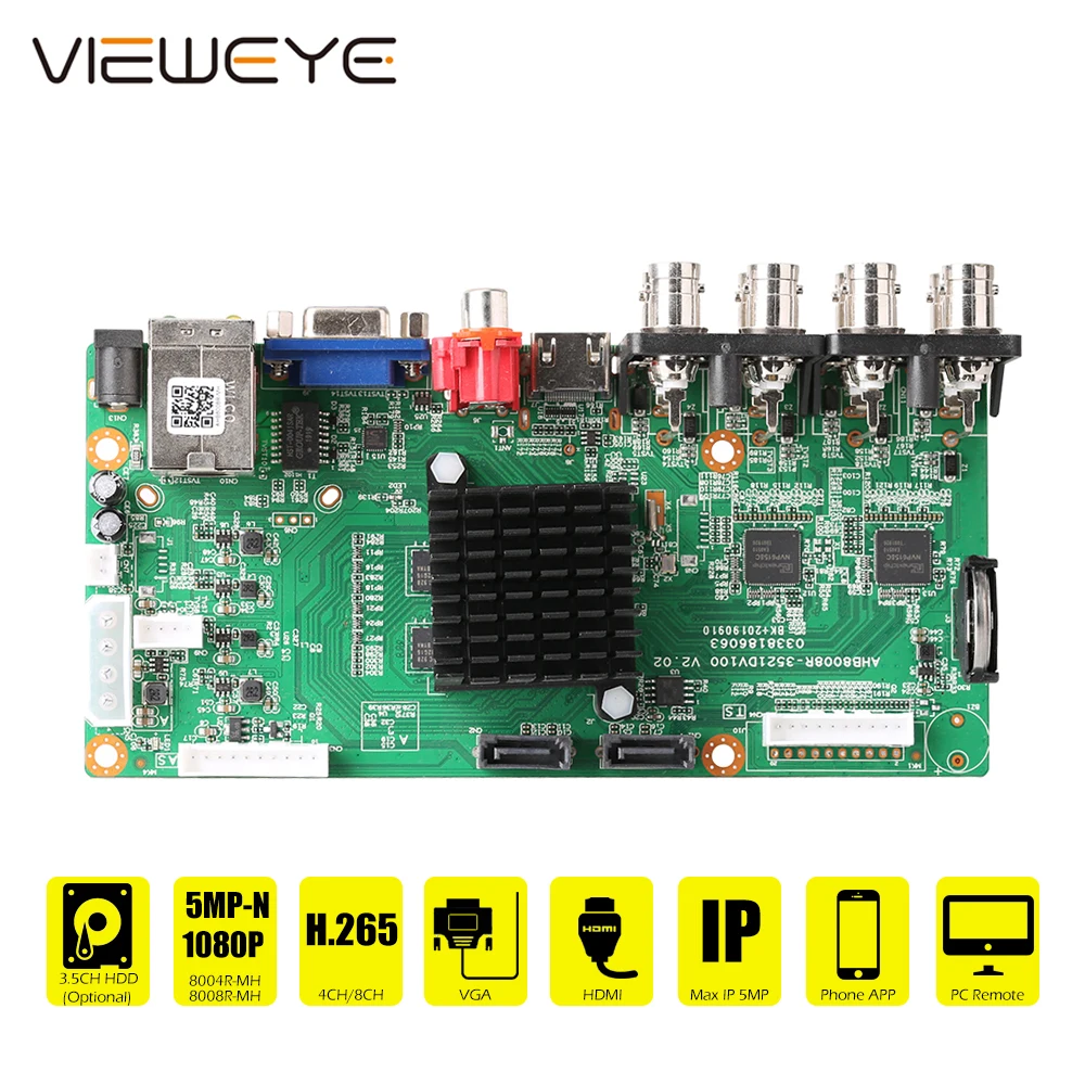 6 in 1 4/8CH AHD-H 1080P AHD-N 5MP DVR Surveillance Security CCTV Recorder Hybrid Board For Analog AHD CVI TVI IP | Безопасность и