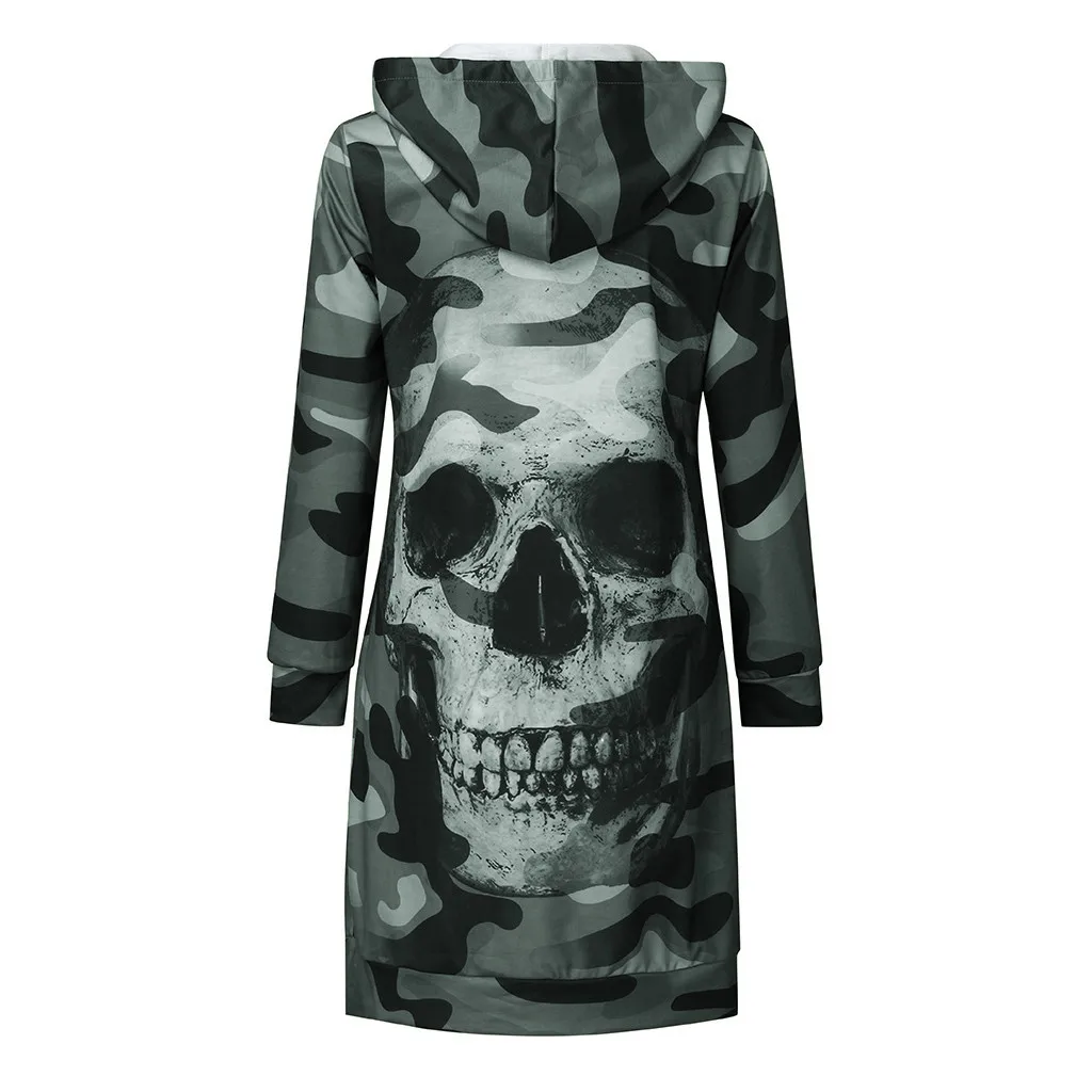 Camouflage Skull Long Sleeve Hoodie 14