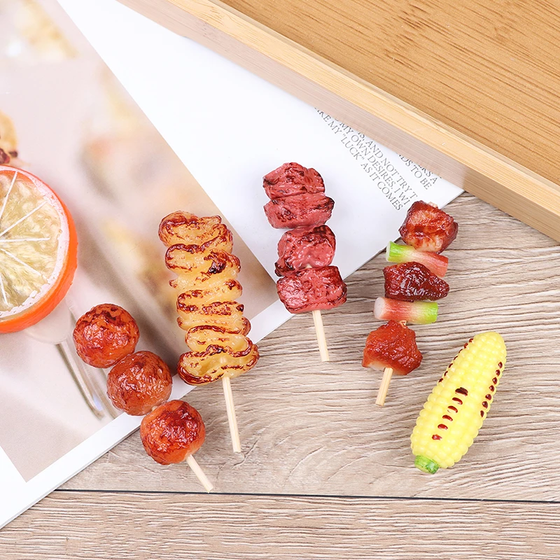 

1pc Mini Pretend Play Food Toy Simulation BBQ Miniature For Doll House Kitchen Decoration Crafts Toys For Children