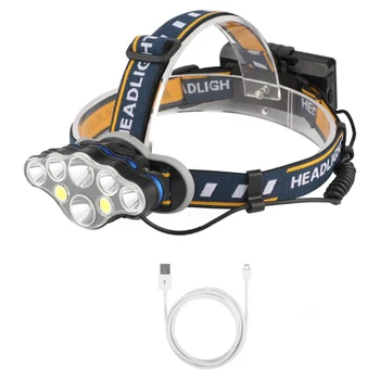 

USB Rechargeable LED Headlamp Flashlight, 5/6/7/8 LED, 8 Modes, T6 COB Q5 Headlamp with Red Light for Fishing, Camping, Outdoor