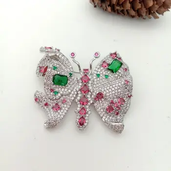 

40x48mm Mixed Color golden plated Cz micro butterfly brooch