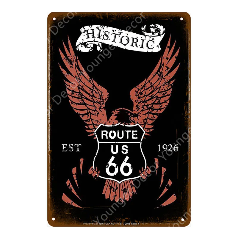 Старинный Route 66 металлическая пластина шоссе дорога автомобиль автобус оловянные знаки бар паб кафе домашний декор гараж настенная живопись американская табличка - Цвет: YD7778G