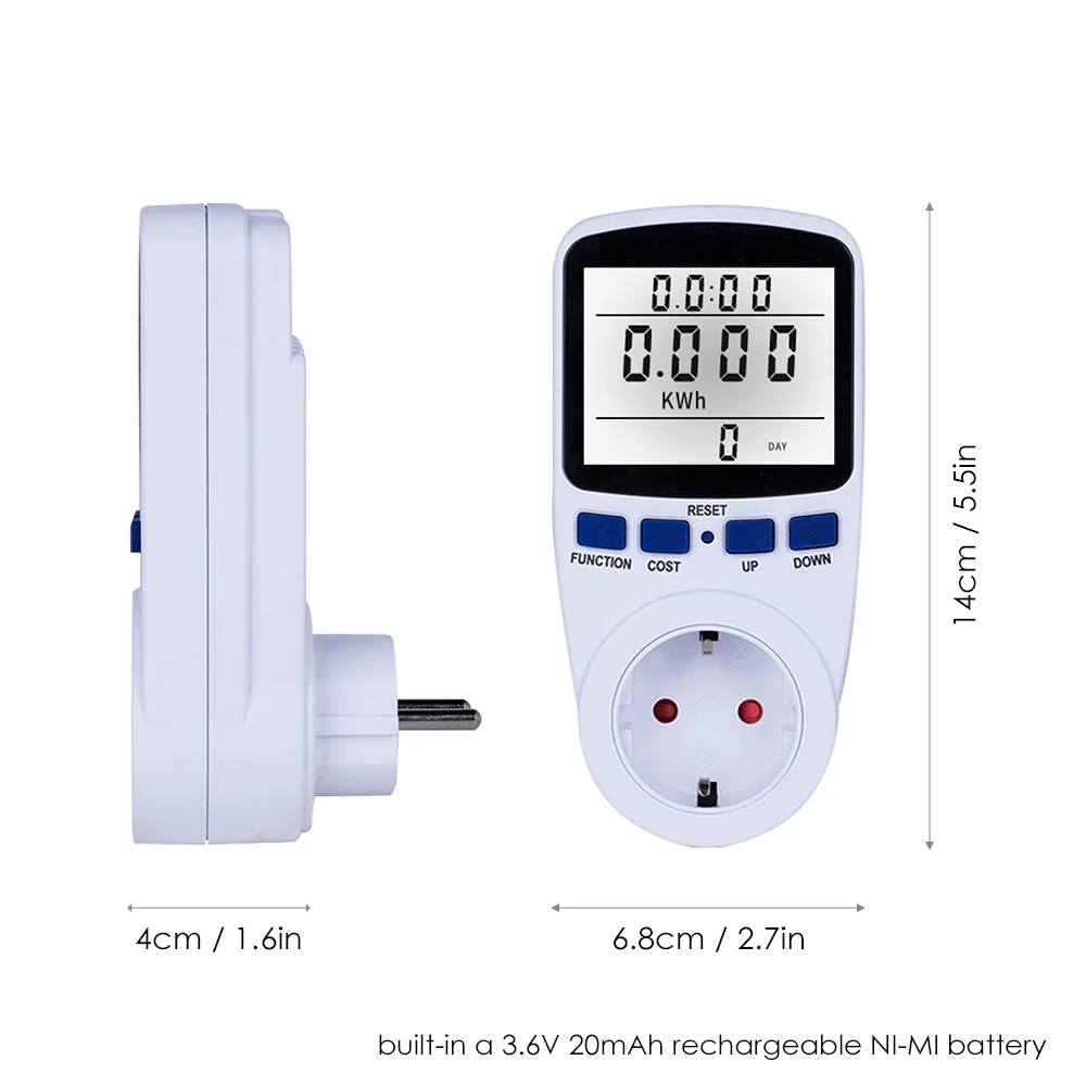 Home Smart LCD Socket Electricity Usage Power Socket Energy Watt Volt Amps Wattage KWH Consumption Analyzer Monitor Socket