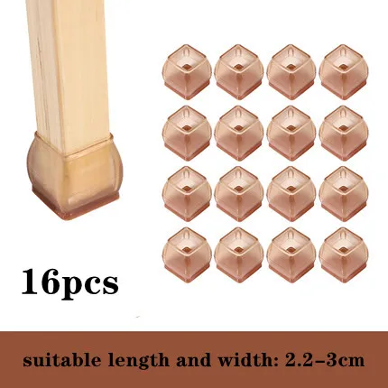 Set of 16 Non-Slip Silicone Chair Leg Caps with Felt Pads - Floor Protector and Furniture Cover