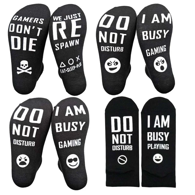1 пара носков унисекс, не беспокоить, я занят играми, женские забавные короткие носки, повседневные носки, рождественские носки