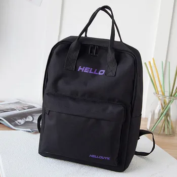 

Fashion 2020 Backpack Women School Bags For Teenagers Backpack Female Nylon Travel Bags Girls Hello Print Backpack Mochilas