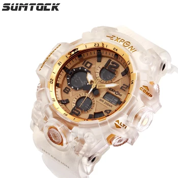 

SUMTOCK Fashion Men Digital Watch Waterproof LED Sports Large Dial Women Quartz Watch Alarm Clock Chronograph Lovers Watch