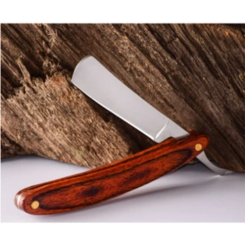 

Men's Razor Retro Manual Folding Wooden Handle Blade Haircut Stainless Steel Knife Holder Small Color Wooden Handle Vintage Razo