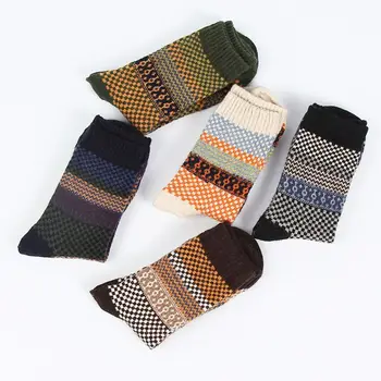 

THINKTHENDO 5 Pairs Mens Wool Cashmere Socks Warm Winter Thick Business Vintage Comfortable