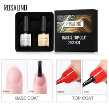 ROSALIND основа и верхнее покрытие 10 мл гибридные Лаки полуперманентные 2 шт./набор прозрачный гель лак для ногтей праймер впитывающий гель лак