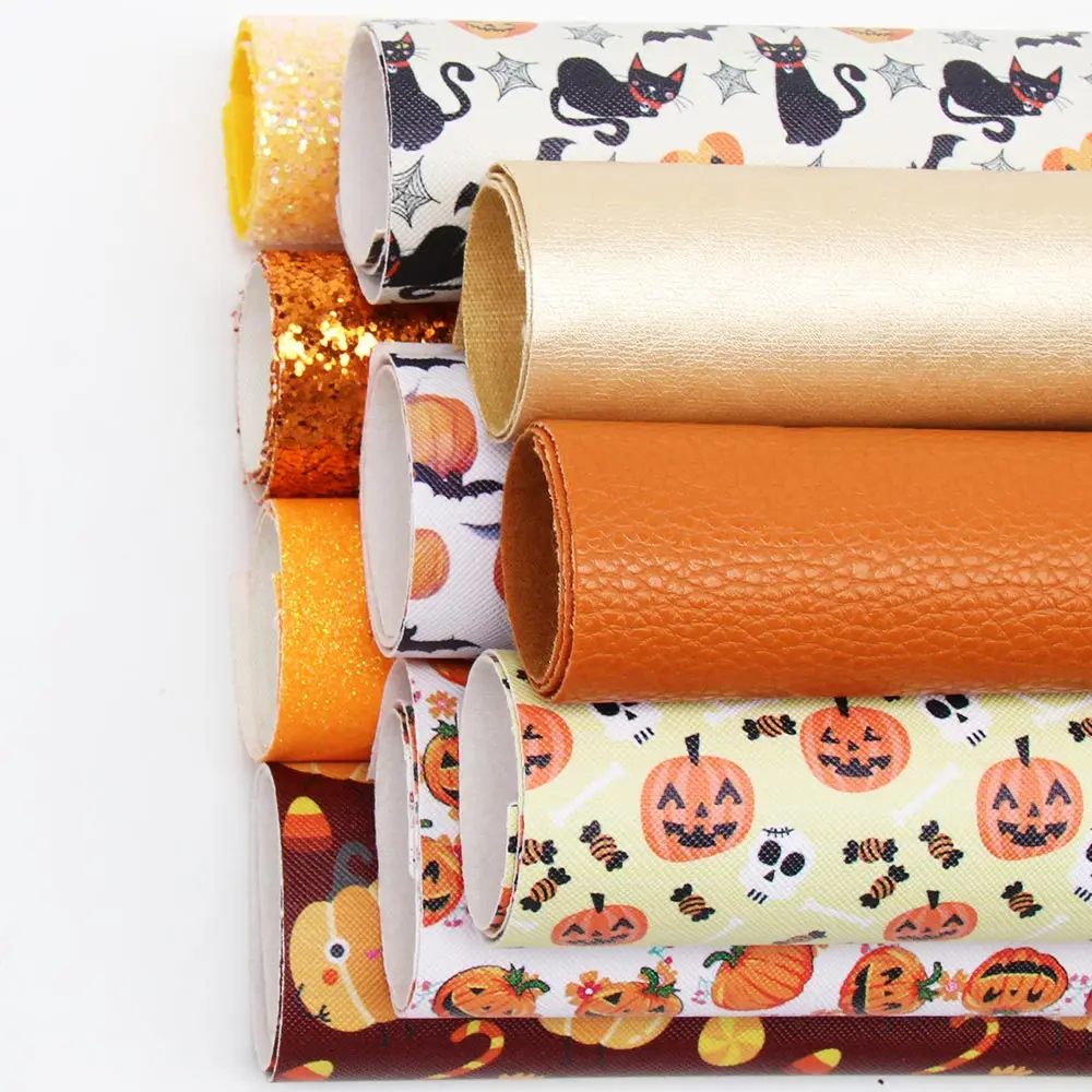 10 шт./компл. A4 синтетические кожаные листы Хэллоуин Pumkin искусственная кожа с тиснением для DIY бант подарки Декор изготовление Hnadmade материал