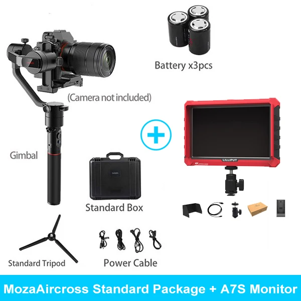 add A7S monitor MOZA Aircross ручной карданный стабилизатор steadicam для беззеркальной камеры до 1,8 кг для sony A6000 RX100 A7 серии Pana GH4/5 - Цвет: add A7S monitor