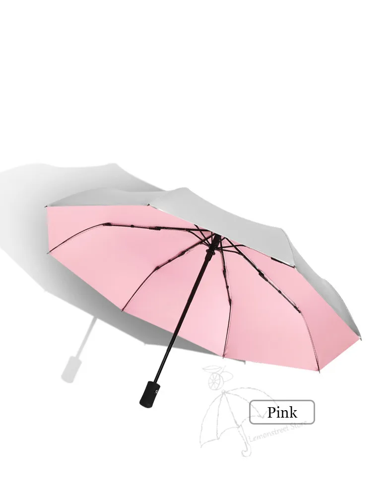 Зонт-автомат, антиуф, титановое, серебряное покрытие, зонт от солнца, Женский Зонт от дождя, 3 складных зонта, женский зонтик принцессы