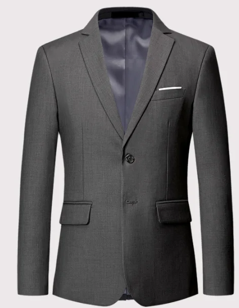 Новая мода платье костюм мужская куртка Азиатский Размер S M L XL XXL XXXL 4XL 5XL 6XL мужской блейзер куртки тонкий дизайн повседневный мужской костюм - Цвет: Серый