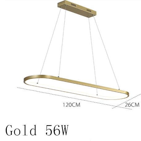 Gold 56W Скандинавский современный золотой черный светодиодный светильник-Люстра для гостиной, столовой, чердак 110 В 220 В - Цвет абажура: Gold 56W