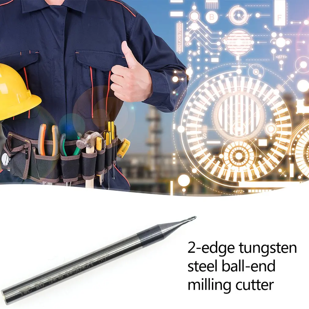 2-Blade Spherical Milling Cutter Black Coated Tungsten Steel Ball End Milling Cutter Carbide End Mill