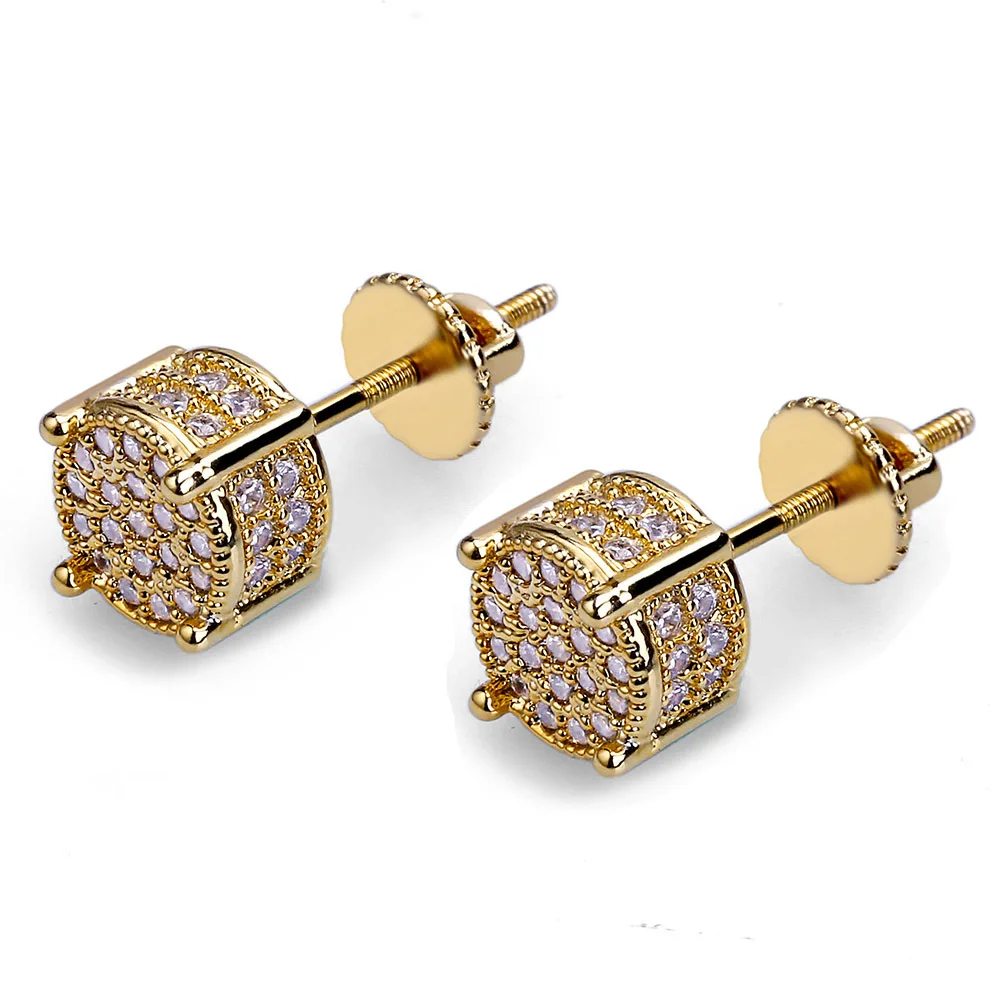 Hip Hop Bling Men Women Jewelry Ear Micro Pave AAA Cz Round Personality Earring | Украшения и аксессуары