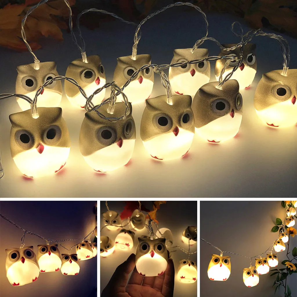 

Halloween new owl lantern string party Garden courtyard decorative lamp string gray owl Decoration Ball String Lamps