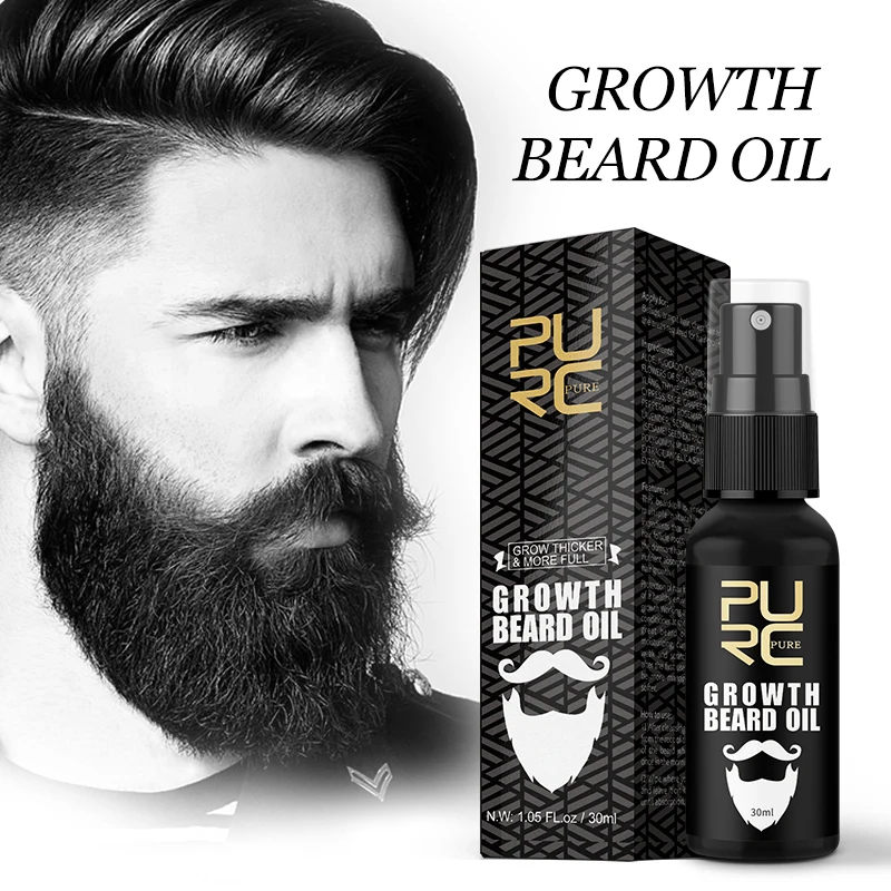 PURC-aceite para el crecimiento de la barba para hombres, tratamiento para el cuidado de la barba, grueso y más completo