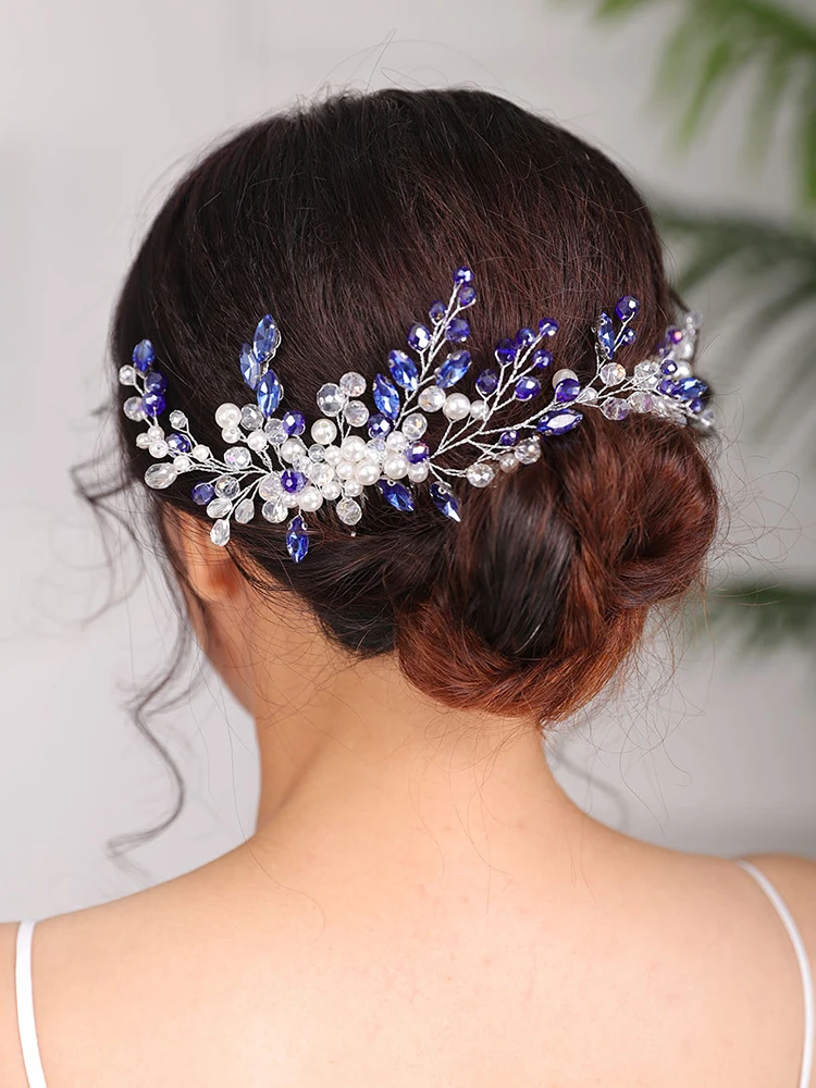 Wedding Headdress Rhinestones Hair comb Crystal Headwear Banquet party Prom Fascinators Bridal Hairpiece for women